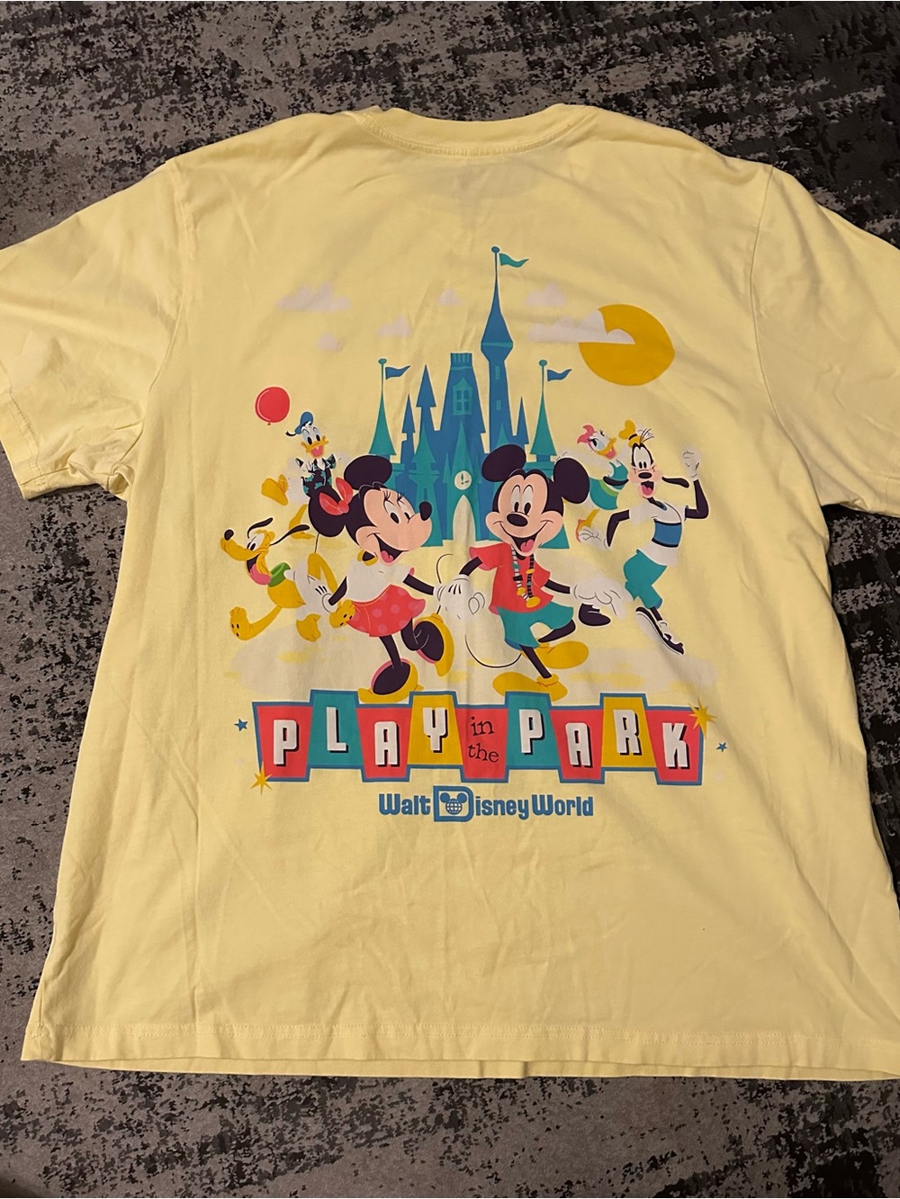 Disney Parks Play In The Park Yellow Pocket T-Shirt Mickey Balloon Adult XL